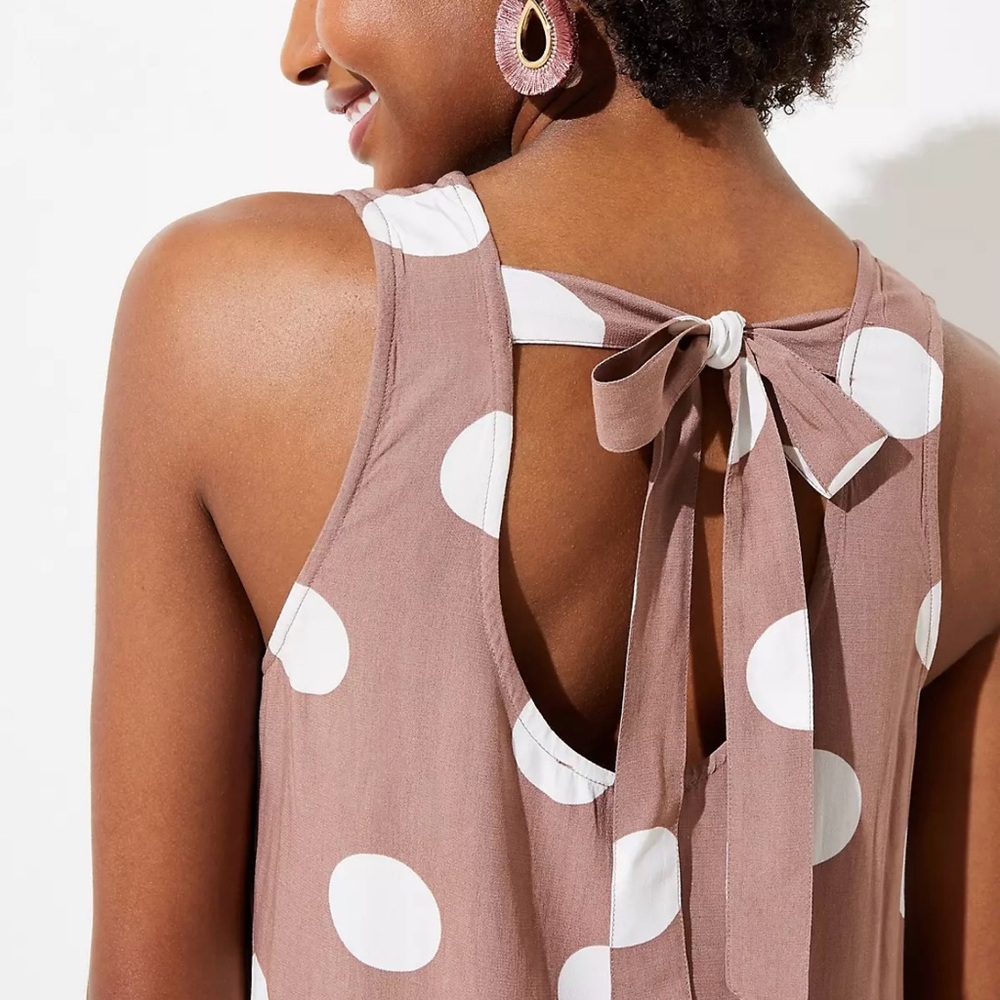 LOFT Polka Dot Sleeveless Dress - Picture 2 of 9